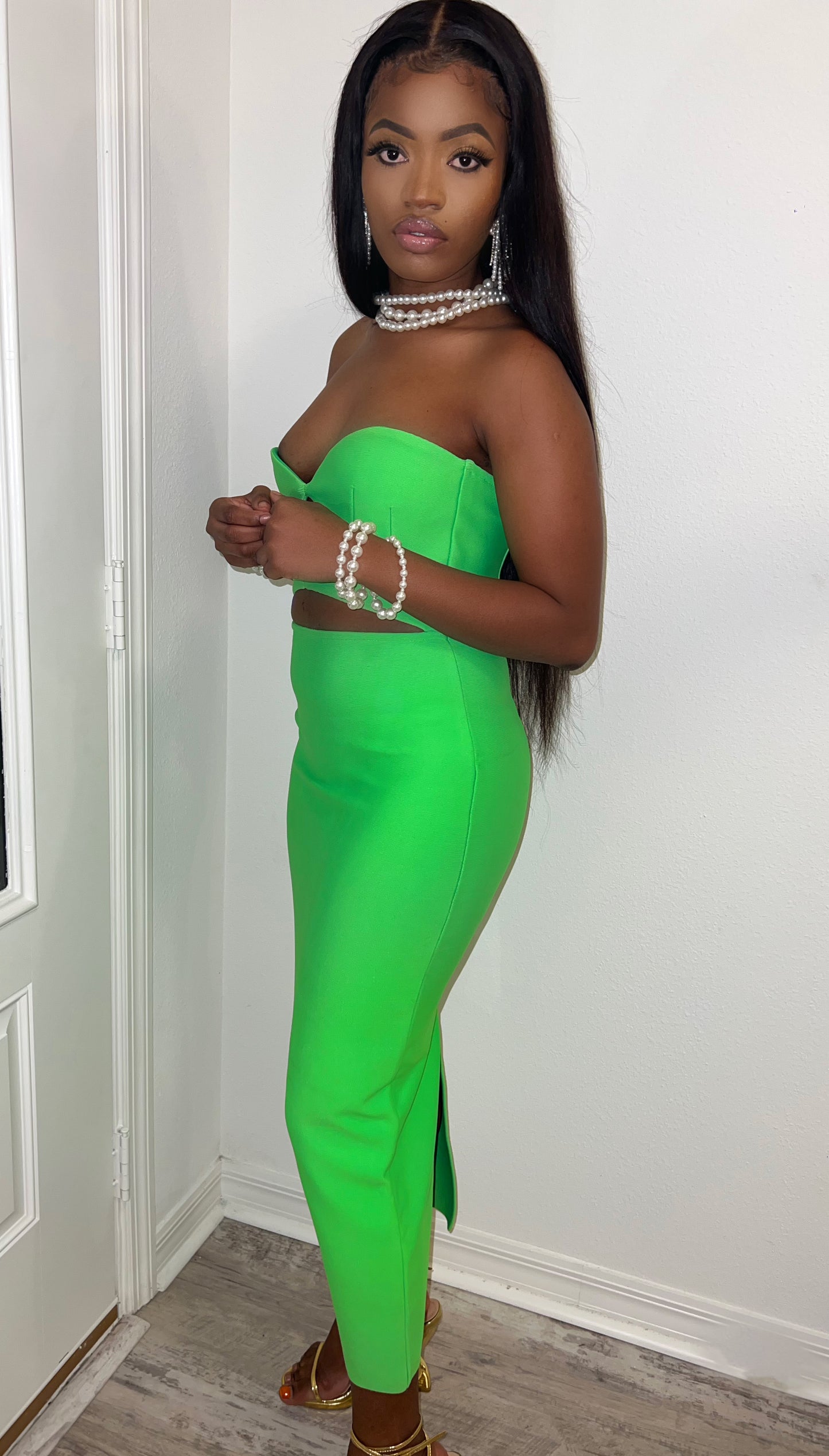 Neon Bodycon Cutout Dress